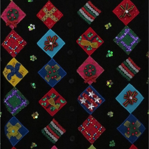 Ugly CHRISTMAS SWEATER M Cotton Knit Cardigan Top - Picture 2 of 7